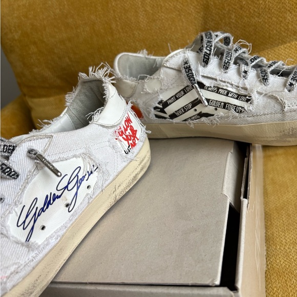 Golden Goose White and Green Star Sneakers - Picture 7 of 13